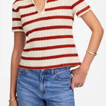 Madewell Red and Cream Striped Knit Sweater Photo 0