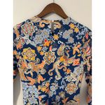 J. McLaughlin  Catalina Cloth Catalyst Floral Midi Dress Blue Orange EUC XS Basic Photo 6
