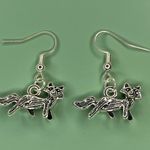 Handmade Detailed Silver Tone Fox Dangle Earrings Photo 0