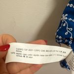 ZARA  Royal Blue boho Embroidered Puff Sleeve Top Scalloped Hem blouse cotton S Photo 8