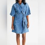Denim Kimono Style Dress with Belt Blue Size undefined Photo 6