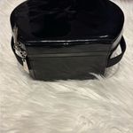 RARE Thierry Mugler Makeup Case Handbag Round Hard Patent Black Zip Around VTG Photo 6