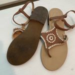 Jack Rogers  Maci Leather Sandals Size 7 Cognac Brown Tan Medallion Coastal Boho Photo 5