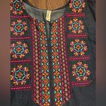 Women’s denim chambray dress with embroidery Blue Size M Photo 1