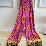 ZARA Jumpsuit Womens Small Printed Bandeau Wide Leg Strapless Geometric Boho NEW Photo 6