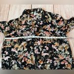 J Jill Size XL Black Pink Floral Long Sleeve Faux Wrap V Photo 3