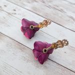 Vintage Clip On Earrings Large 3D Flower Magenta/Fuchsia Tones Photo 6