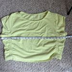 Old Navy  Women’s Active Shirt XXL Cropped Neon Green Yellow Short Sleeve Ruched Photo 1