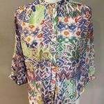 Maeve  Anthropologie Brynna Dolman Button Front Floral Geometric Print Blouse XS Photo 8