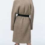 ZARA Tan Ribbed Knit Long Coat Cardigan Jacket Photo 7