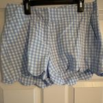 Crown & Ivy  Light Blue and White Gingham Scalloped Shorts Photo 0