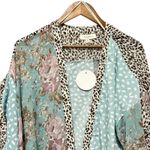 Umgee Womens Kimono 1X Floral Animal Mixed Print Ruffle Sleeve Boho Indie Sleeze Photo 2