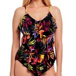 Magicsuit Oasis Rita Tankini Top Tropical Floral Ruffle Swim Size 8 Womens NWT Black Photo 0