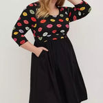 Torrid  Kissy Lips Midi Challis And Jersey Dress Women’s Size 00 Medium M Rare!!! Photo 0