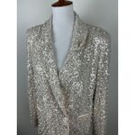 MABLE Sparkly Embellished Pearl Sequin Double Breasted Blazer Jacket Size M White Size M Photo 3