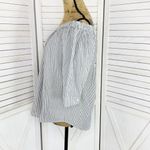 14th & Union ‎ Striped Button Back Off The Shoulder Shirt Grey White Medium Photo 2