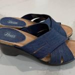 G.H. Bass & Co. MaryAnn Denim Wedge Slip On Sandal Womens 8.5M Navy Blue Classic Size 8.5 Photo 0