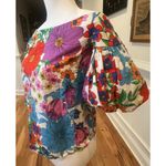 H&M Multicolor Puffy Sleeve Wide Neck Top - Size 4 Photo 1