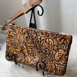 Cowhide Wristlet Clutch Leather Cowhide Zipper Embossed Leather Crossbody bag Brown Photo 9
