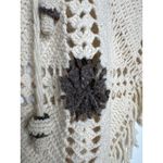 American Vintage Vintage 1970s Handmade Crochet Poncho with Mushroom Tassel Ties & Fringe S-M Photo 7