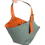 Madison De Beaute Tote Bag Womens Green Tan Leather Italian Designer bag Handbag Photo 0