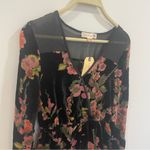 Band of Gypsies NWT Black and Pink Floral velvet Jumpsuit Photo 1