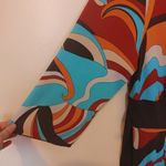 AB Studio Size Large L Funky Swirl Retro Dress Summer Fall Wedding Midi Brown Photo 4