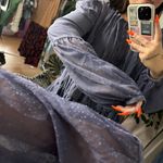 Free People  slate grey blue lace flowy blouse Photo 5