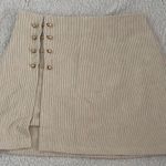 Striped Beige Skirt with Gold Button Accents Size 6 Photo 0