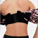 For Love & Lemons Kate Corset Velvet Top Black Floral $168 NWT Off-Shoulder XS Photo 6