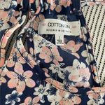Cotton On Floral Sleeveless Ruched Racerback Blouse Large Navy Pink Cottagecore Photo 3