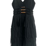 Black Bandage Fringe Gold Plate Mesh Mini Party Dress Small Photo 0