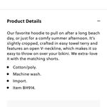 J.Crew  Towel Terry Open V Neck Hoodie Crisp Aloe BH914 NEW Photo 6