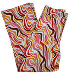 Rue 21 70’s Inspired Retro HR Wide Leg Jeans by Pink Orange Brown White Large Photo 4