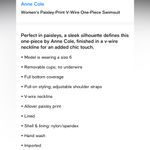 Anne cole  NWT $122 Paisley printed v neck one piece swimsuit 20W Photo 7