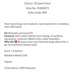 Free People nwt  classic striped Vest in Black/Ivory black combo sz M oversized Photo 4