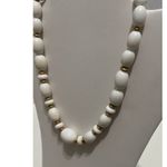None Vintage Beaded Statement Chunky Necklace Gold White Clasp Closure Photo 5