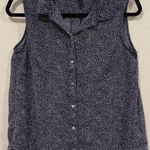 H&M Navy Blue White Dots Sheer Sleeveless Blouse Photo 0