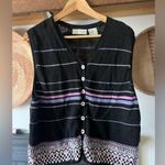 Sigrid Olsen Sigird Olsen Sport Black and purple striped  Patterned Knit sweater Vest XL Photo 0