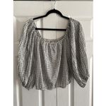 Lucy Paris  Womens Medium White Polka Dot Blouse Puff Sleeve Milkmaid NEW Lux Photo 8