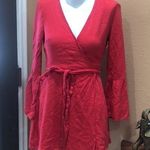 BCBGeneration  red bell sleeve wrap around dress Photo 1
