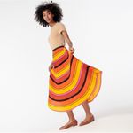 J.Crew J. Crew Straight Pleat Skirt Multistripe Women's 2 Orange Career Preppy Classic Photo 4