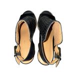 Tommy Hilfiger  Women’s Shoes Black Leather Peep Toe Pumps Sandals Size 7.5 Photo 3