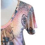 Y2K Multicolor Vneck Top Paisley Boho Pink Yellow Green L Multiple Size L Photo 1