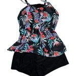 Hanna Nikole‎ tropical tankini shorts bikini 24W new Black Photo 0
