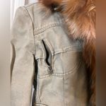 BCBGMAXAZRIA  women’s cargo jean jacket with fox fur Photo 13