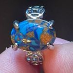 Mixed 3 color gemstone S925 silver ring size 6 Photo 4