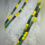 Beaded Glass & Wood Necklace 26in Purple Photo 1