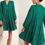 Anthropologie Maeve Green Amber Tiered Long Sleeve Babydoll Mini Dress Sz.XS Photo 2