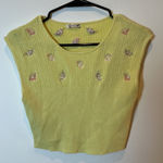 Free People Intimately Floral Embroidered Knit Tank – Soft Yellow Boho Cutie xs Photo 0